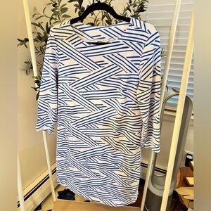 Mahi Gold Blue and White Patterned Dress